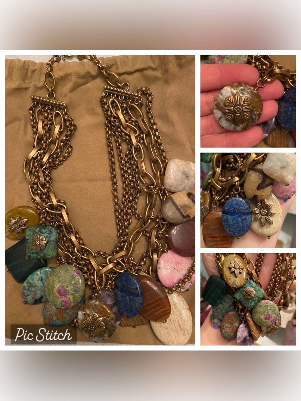 Vintage Stephen Dweck Multi Strand Precious Gemstone Necklace
